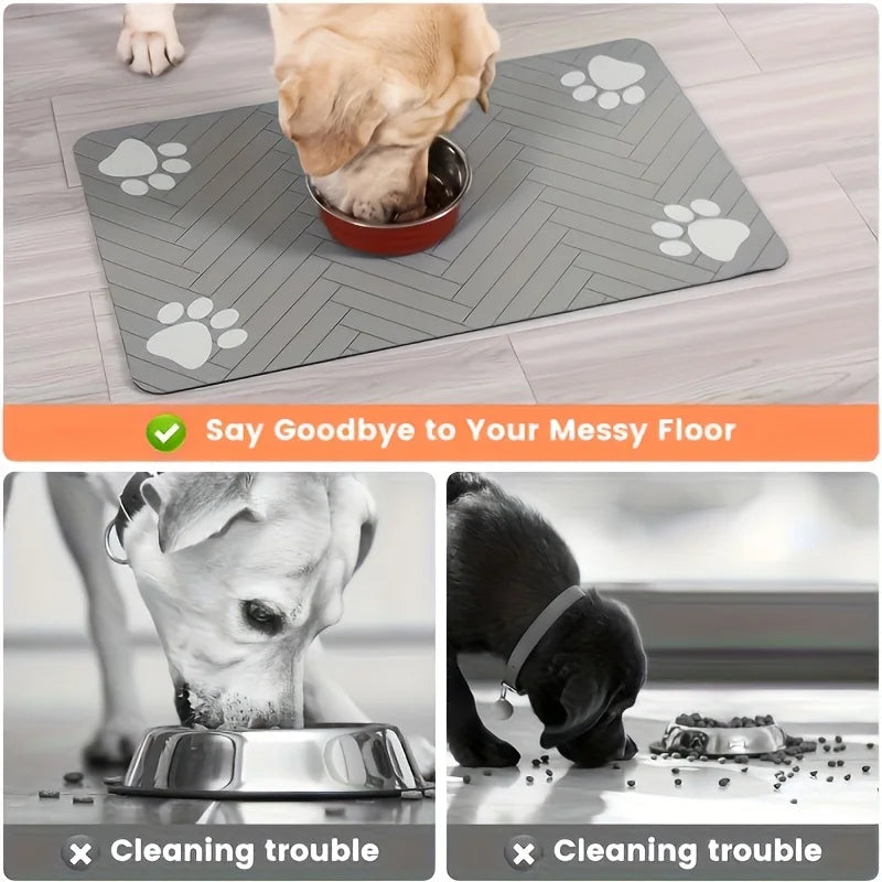 Pet Feeding Mat-Absorbent Pet Placemat for Dog Cat Food and Water Bowl with Waterproof Rubber Backing, Quick Dry Water Mat