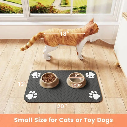 Pet Feeding Mat-Absorbent Pet Placemat for Dog Cat Food and Water Bowl with Waterproof Rubber Backing, Quick Dry Water Mat