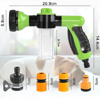 8 in 1 High Pressure Foam Pet Shower Gun Adjustable Hose Nozzle Multifunctional Tool for Dog Cat Bath Garden Vehicle Washing