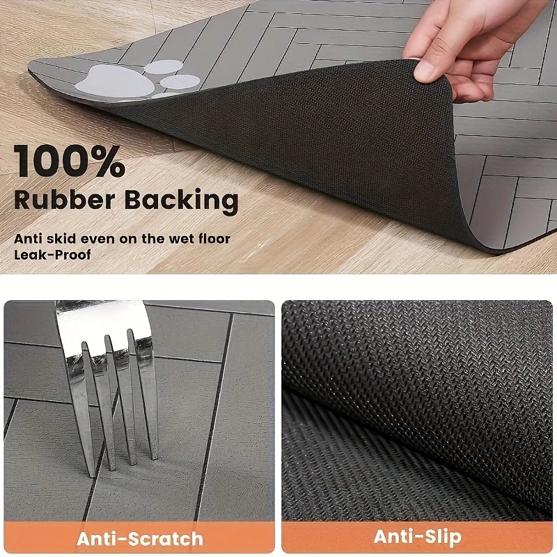 Pet Feeding Mat-Absorbent Pet Placemat for Dog Cat Food and Water Bowl with Waterproof Rubber Backing, Quick Dry Water Mat